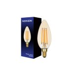 Noxion Lucent LED E14 Bougie Filament Ambre 4.1W 350lm - 822 Blanc Très Chaud | Dimmable - Équivalent 40W
