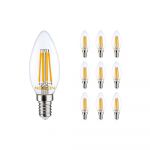 Lot 10x Noxion Lucent LED E14 Bougie Filament Claire 4.5W 470lm - 827 Blanc Très Chaud | Équivalent 40W
