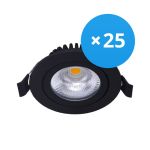 Lot 25x Noxion LED inclinable Slim Spot Noir Ronde 6W 550lm 60D - 927 Blanc Très Chaud | 85mm - IP54 - Dimmable - Meilleur rendu des couleurs
