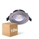 Lot 10x Noxion LED Inclinable Slim Spot Argent Ronde 6W 550lm 60D - 927 Blanc Très Chaud | 85mm - IP54 - Dimmable - Meilleur Rendu Des Couleurs