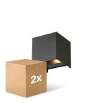 Pack duo D'Lite LED Applique Murale Elingen Aluminium Noir 4.9W 480lm - 830 Blanc Chaud