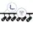 Ensemble complet Rail Monophasé Rail L 1 x 1 Mètre Noir | incl. 6x Spot + GU10 2700K 3W Dimmable + Embout, Connecteur d’Alimentation et L -Connecteur