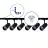 Ensemble complet Rail Monophasé Rail L 1,5 x 1,5 Mètre Noir | incl. 6x Spot + GU10 2700K 3W Dimmable + Embout, Connecteur d’Alimentation et L -Connecteur