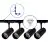 Ensemble complet Rail Monophasé Rail L 1 x 1,5 Mètre Noir | incl. 4x Spot + GU10 2700K 3W Dimmable + Embout, Connecteur d’Alimentation et L -Connecteur