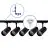 Ensemble complet Rail Monophasé Rail L 1 x 1,5 Mètre Noir | incl. 5x Spot + GU10 2700K 3W Dimmable + Embout, Connecteur d’Alimentation et L -Connecteur