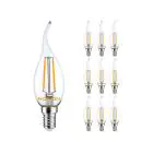 Lot 10x Noxion Lucent LED E14 Bent-tip Bougie Filament Claire 2.5W 250lm - 827 Blanc Très Chaud | Équivalent 25W