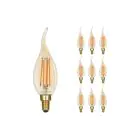 Lot 10x Noxion Lucent LED E14 Bent-tip Bougie Filament Ambre 4.1W 350lm - 822 Blanc Très Chaud | Dimmable - Équivalent 40W