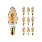 Lot 10x Philips MASTER Value LED Bougie E14 Vintage Filament Dorée 2.5W 136lm - 927 Blanc Très Chaud | Meilleur rendu des couleurs - Dimmable - Équivalent 25W