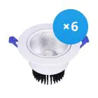 Lot 6x Downlight LED Ronde inclinable 12W 960lm 60D - 930 Blanc Chaud | 110mm - Diamètre 90mm - UGR 