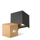 Lot 4x D'Lite LED Applique Murale Elingen Aluminium Noir 4.9W 480lm - 830 Blanc Chaud