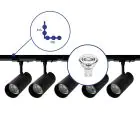 Ensemble complet Rail Monophasé Rail L 1 x 1 Mètre Noir | incl. 5x Spot + GU10 2700K 3W Dimmable + Embout, Connecteur d’Alimentation et L -Connecteur