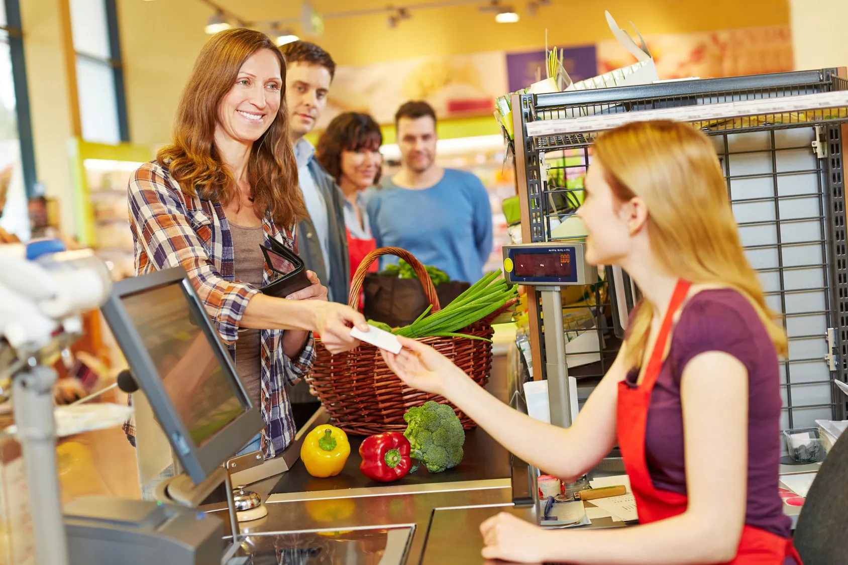 eclairage caisse supermarché