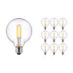 Voordeelpak 10x Noxion Pro Classic LED E27 Globe Filament Helder 95mm 8W 806lm - 827 Zeer Warm Wit | Dimbaar - Vervangt 60W