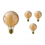 Voordeelpak 4x Philips Classic LED Globe E27 Filament Amber 95mm 4W 250lm - 820 Zeer Warm Wit | Dimbaar - Vervangt 25W