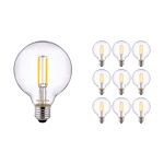 Voordeelpak 10x Noxion Pro Classic LED E27 Globe Filament Helder 95mm 8W 806lm - 827 Zeer Warm Wit | Dimbaar - Vervangt 60W