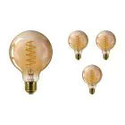 Voordeelpak 4x Philips Classic LED Globe E27 Filament Amber 95mm 4W 250lm - 820 Zeer Warm Wit | Dimbaar - Vervangt 25W